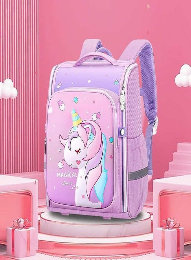 ROZADIO 3D Embossed Design, Stylish and Durable Water-Resistant school Bag for Boys and Girls, Cute Cartoon Style, Ideal for Ages 5-12 - (Pink & Purple) - Image 5